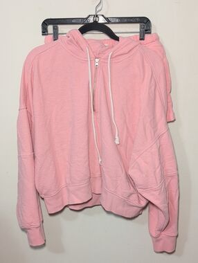 Aerie Pink Short Set - Cropped Oversized Hoodie (XL), High-waisted Shorts (L)